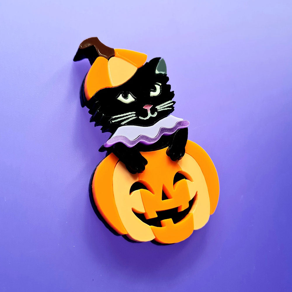 Pumpkin Kitty Brooch by Cherryloco Jewellery 4