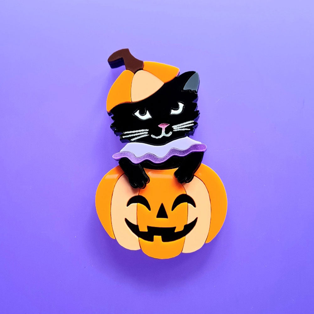 Pumpkin Kitty Brooch by Cherryloco Jewellery 2