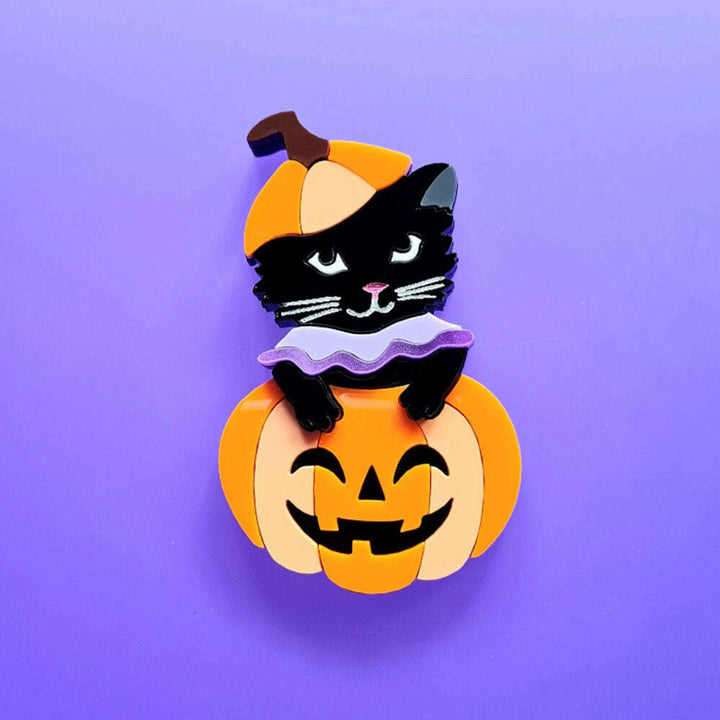 Pumpkin Kitty Brooch by Cherryloco Jewellery 2