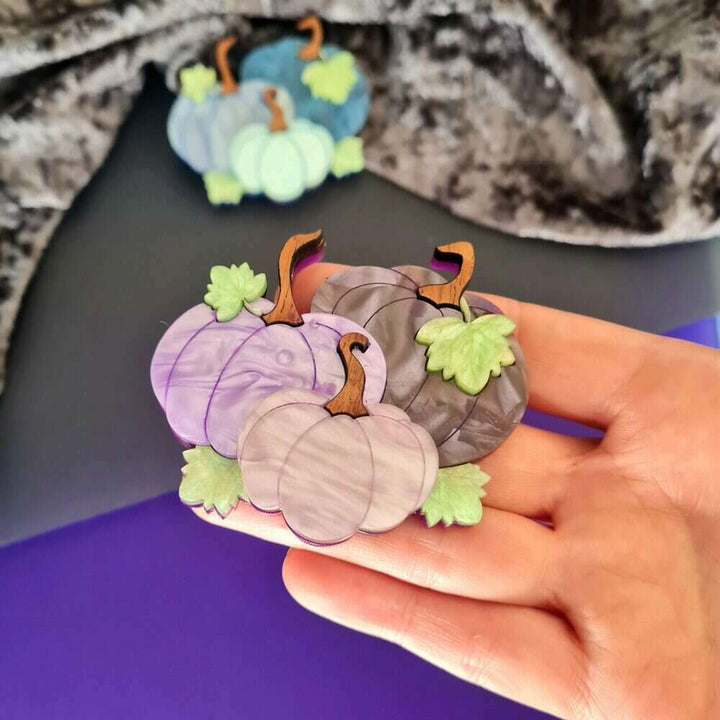 Pumpkin Patch Trio Brooch or Necklace - Three Colours by Cherryloco Jewellery 2