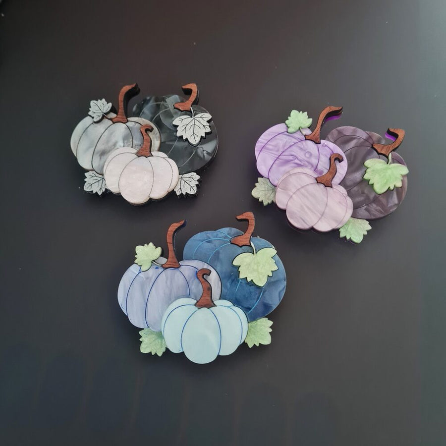 Pumpkin Patch Trio Brooch or Necklace - Three Colours by Cherryloco Jewellery 