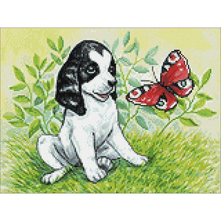 Puppy and Butterfly CS2675 15.8 x 11.8 inches Crafting Spark Diamond Painting Kit