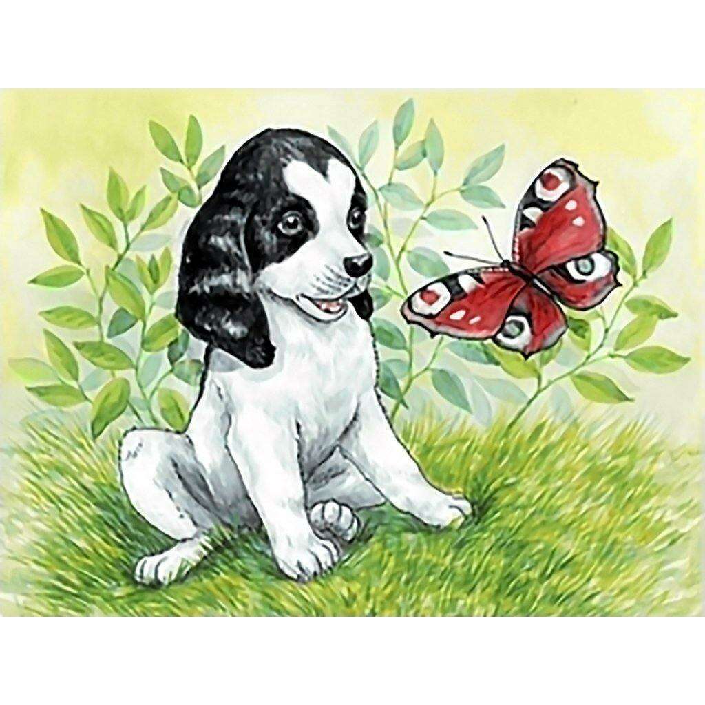 Puppy and Butterfly CS2675 15.8 x 11.8 inches Crafting Spark Diamond Painting Kit