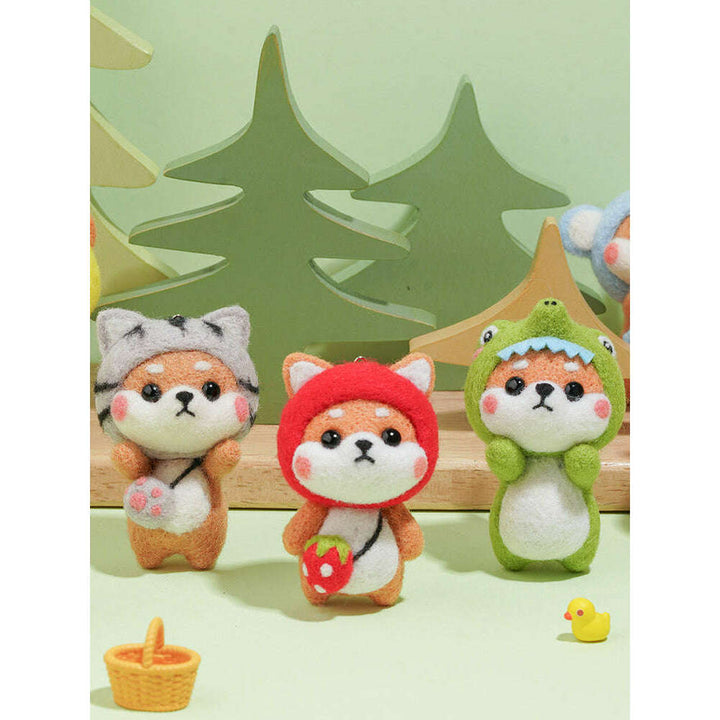 Puppy in Strawberry Costume Needle Felting Kit. Wizardi DIY Wool Craft Kit F07N8-6
