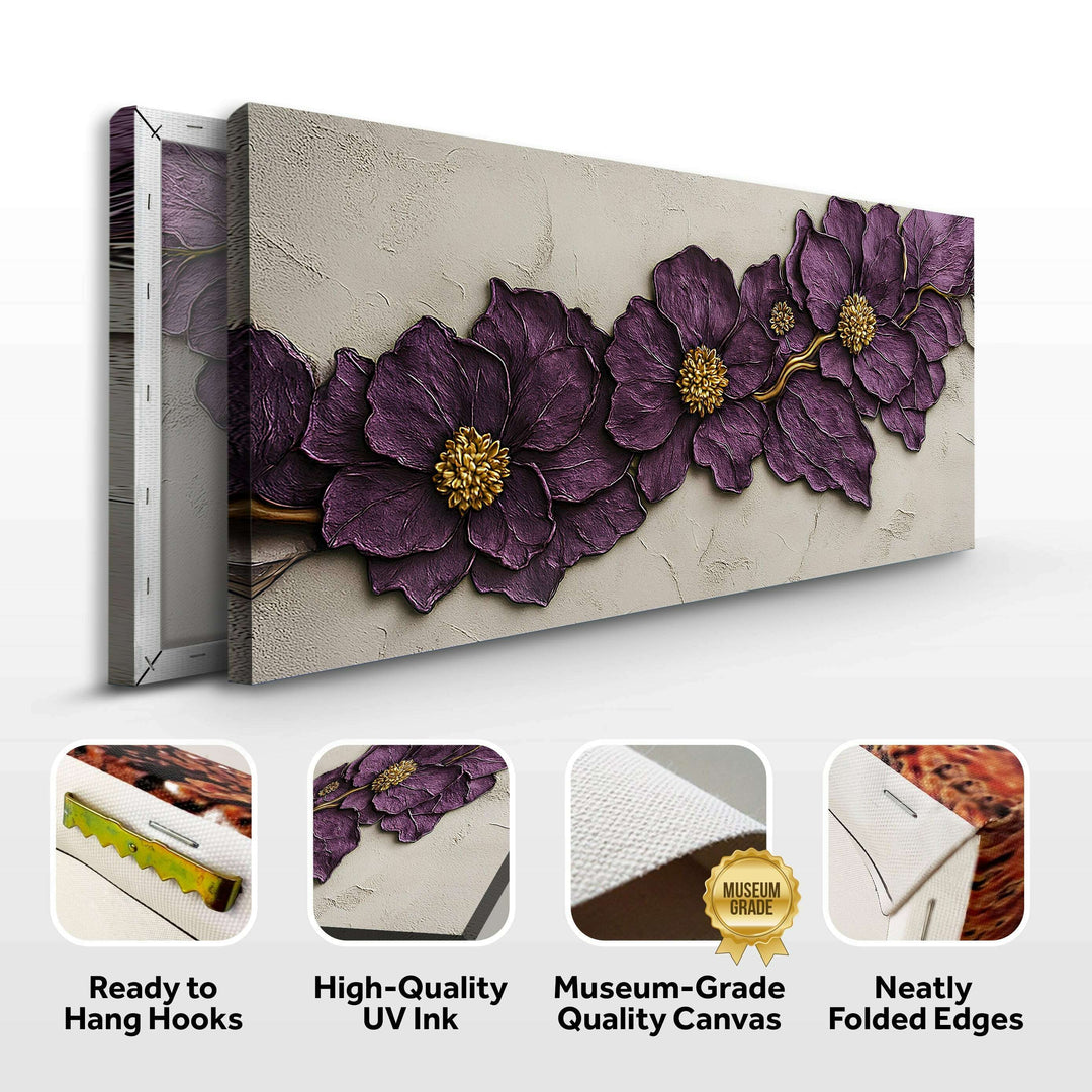Purple Flower Plaster Wall Art