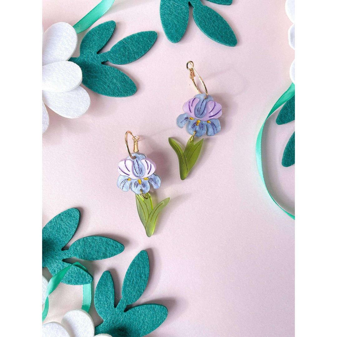 Purple Iris Earrings