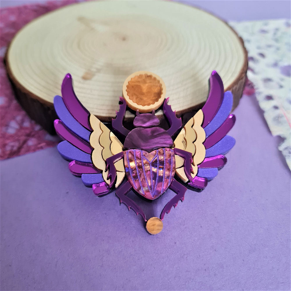 Purple Winged Scarab Beetle Brooch by Cherryloco Jewellery 3