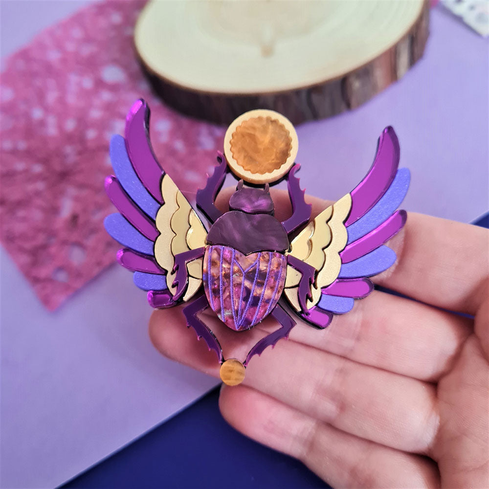 Purple Winged Scarab Beetle Brooch by Cherryloco Jewellery 4