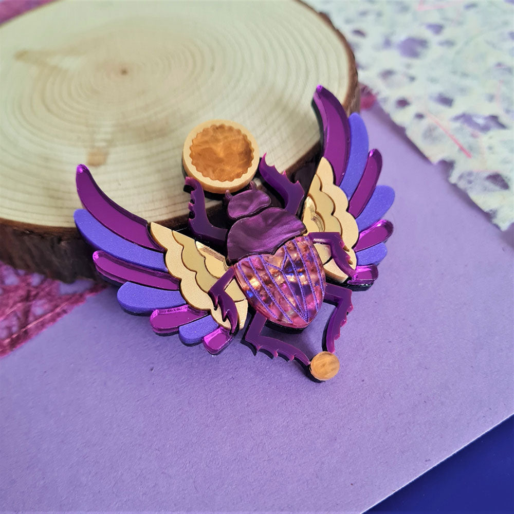 Purple Winged Scarab Beetle Brooch by Cherryloco Jewellery 2