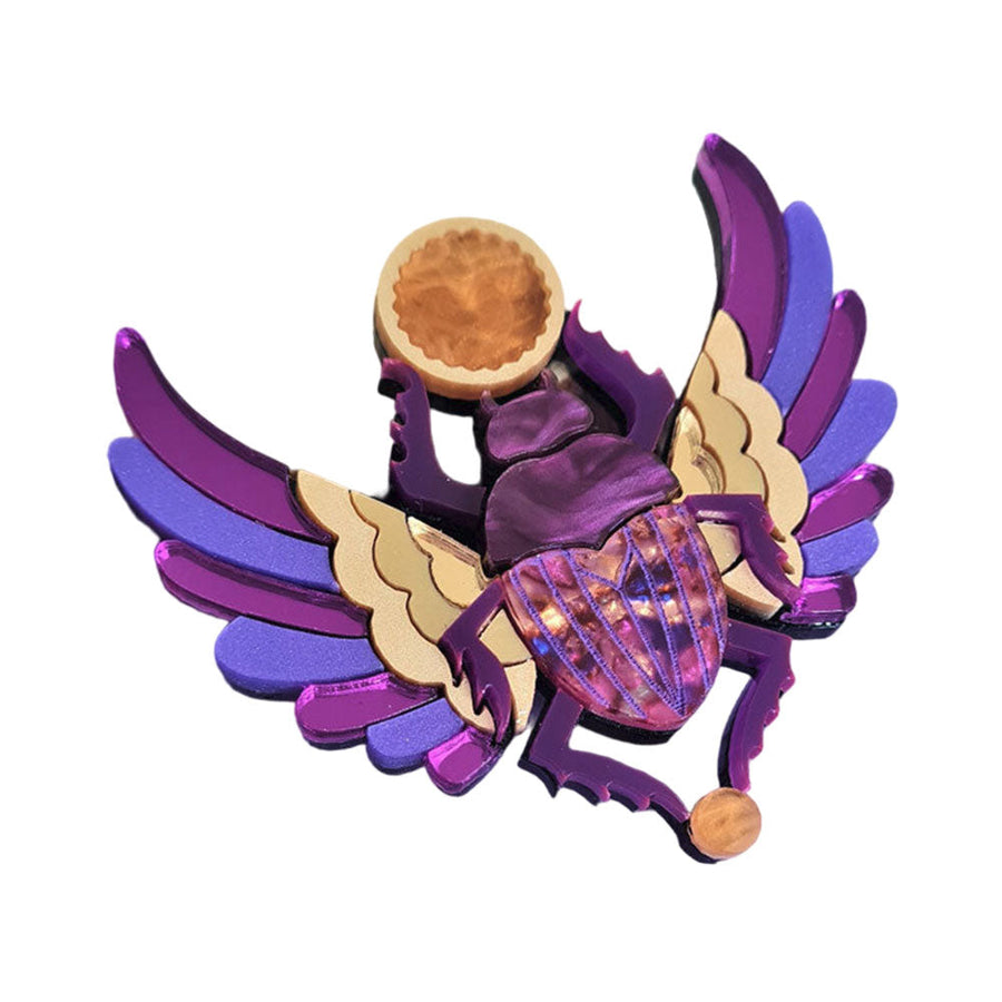 Purple Winged Scarab Beetle Brooch by Cherryloco Jewellery 1
