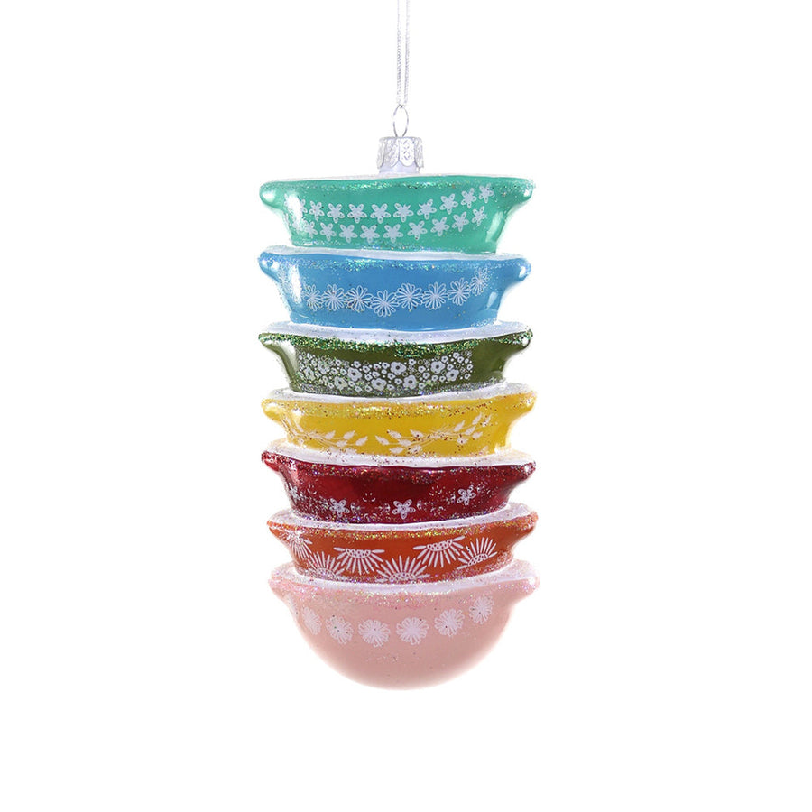 Rainbow Pyrex Mixing Bowl Stack Blown Glass Ornament