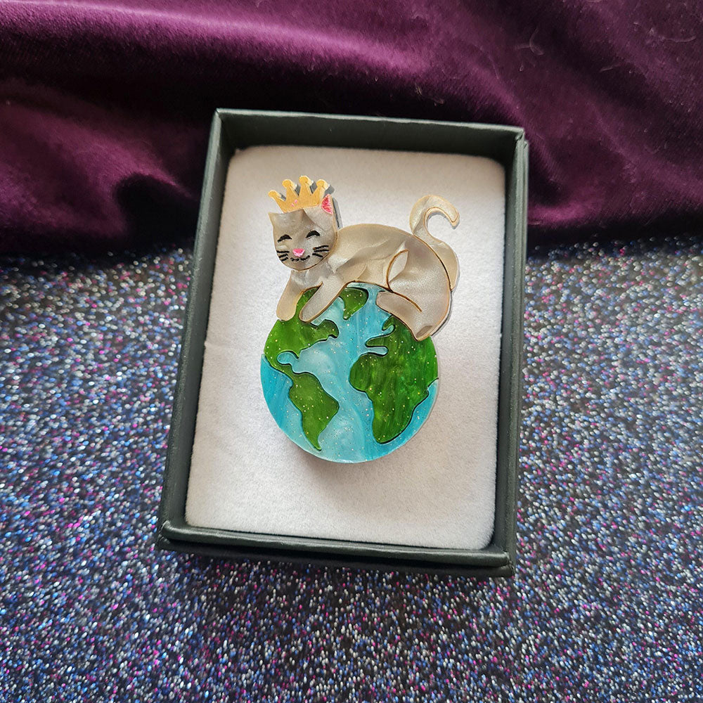 Queen Of The World Cat Brooch by Cherryloco Jewellery 3