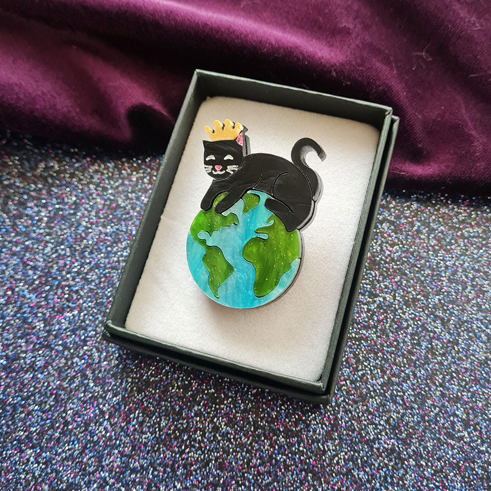 Queen Of The World Cat Brooch by Cherryloco Jewellery 4