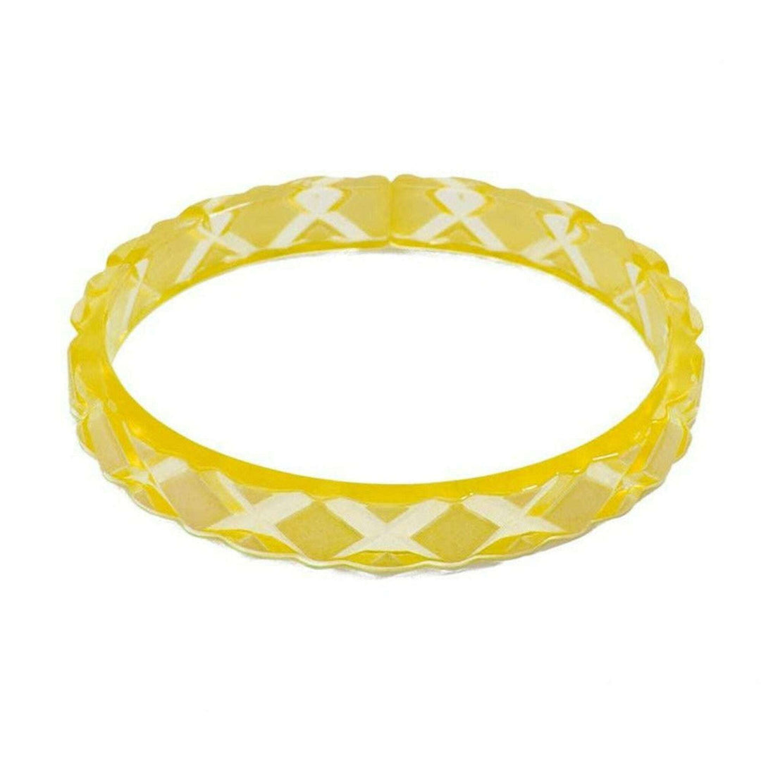Quilted Resin Bangle Bracelet Yellow by Lipstick & Chrome