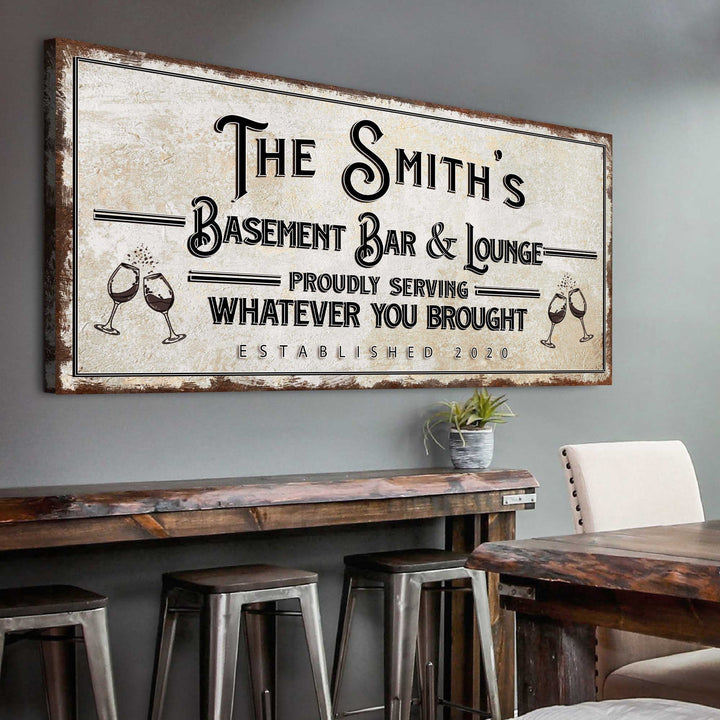 Personalized Basement Bar Sign: Rustic Modern Decor for Your Home Bar – Perfect Last Minute Anniversary Gift for Him