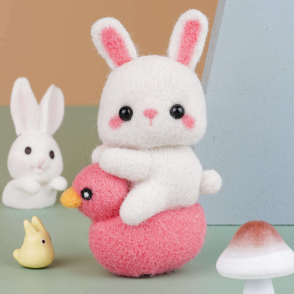 Rabbit Needle Felting Kit. Wizardi DIY Wool Craft Kit F07N8-W283