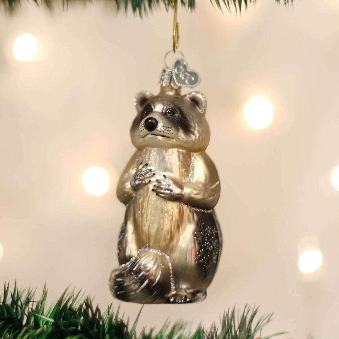 Old World Christmas Raccoon Blown Glass Ornament