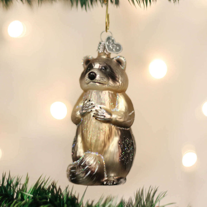 Old World Christmas Raccoon Blown Glass Ornament