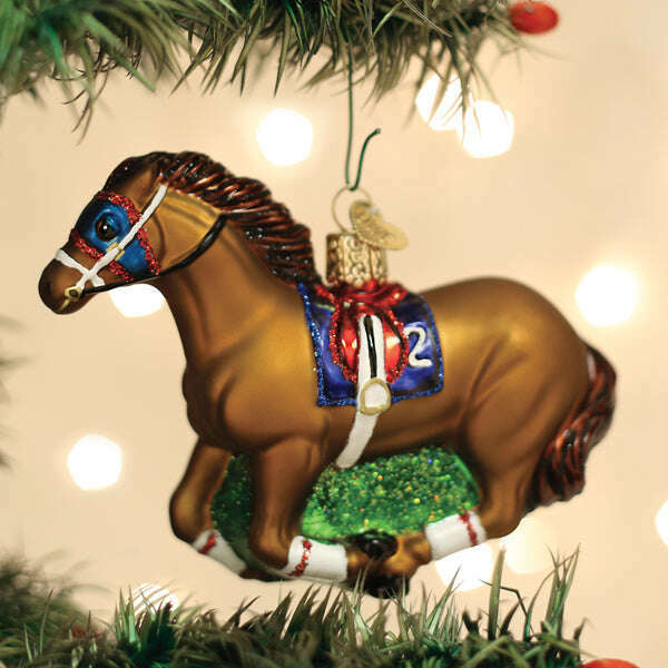Old World Christmas Racehorse Blown Glass Ornament