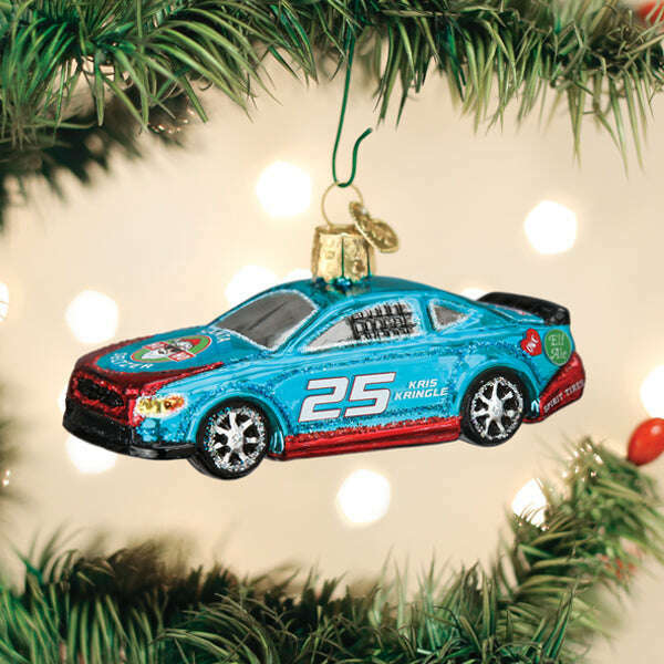 Old World Christmas Racing Sports Car Blown Glass Ornament