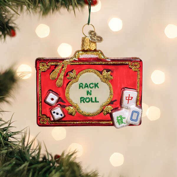 Old World Christmas Rack N Roll Mahjong Blown Glass Ornament