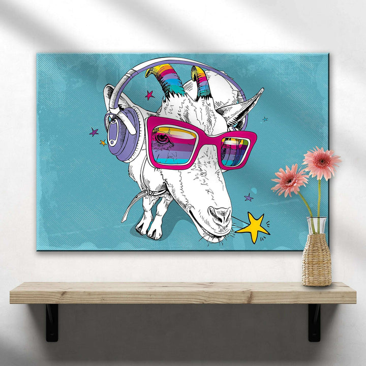 Rainbow Cool Goat Canvas Wall Art