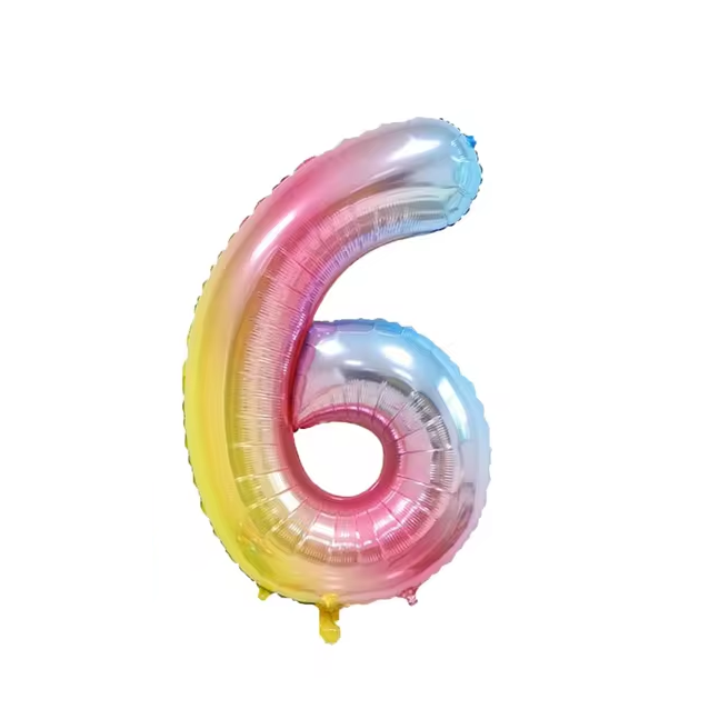 Rainbow Gradient Colorful Number Balloon Foil Balloon F07M1-77-6