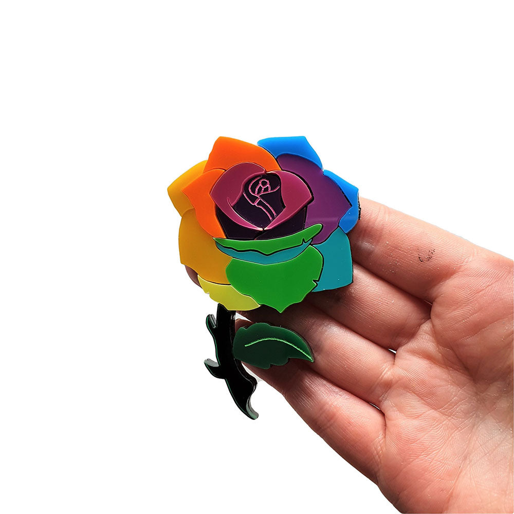 Rainbow Rose Brooch by Cherryloco Jewellery 2