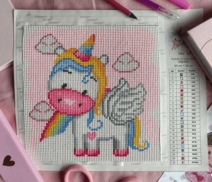 Rainbow Unicorn CS2703 7.9 x 7.9 inches Crafting Spark Diamond Painting Kit