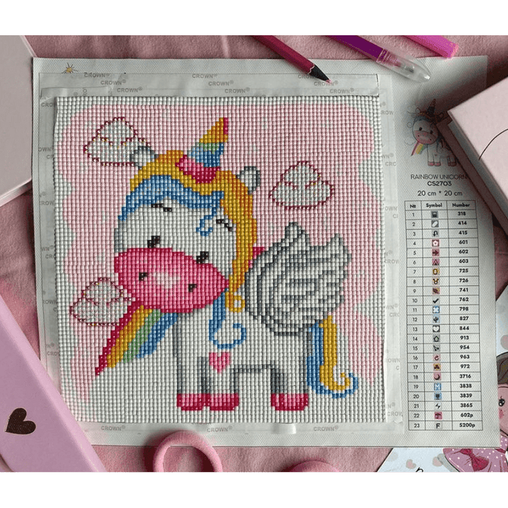 Rainbow Unicorn CS2703 7.9 x 7.9 inches Crafting Spark Diamond Painting Kit