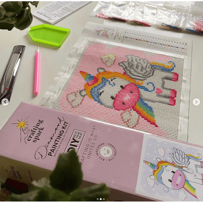 Rainbow Unicorn CS2703 7.9 x 7.9 inches Crafting Spark Diamond Painting Kit