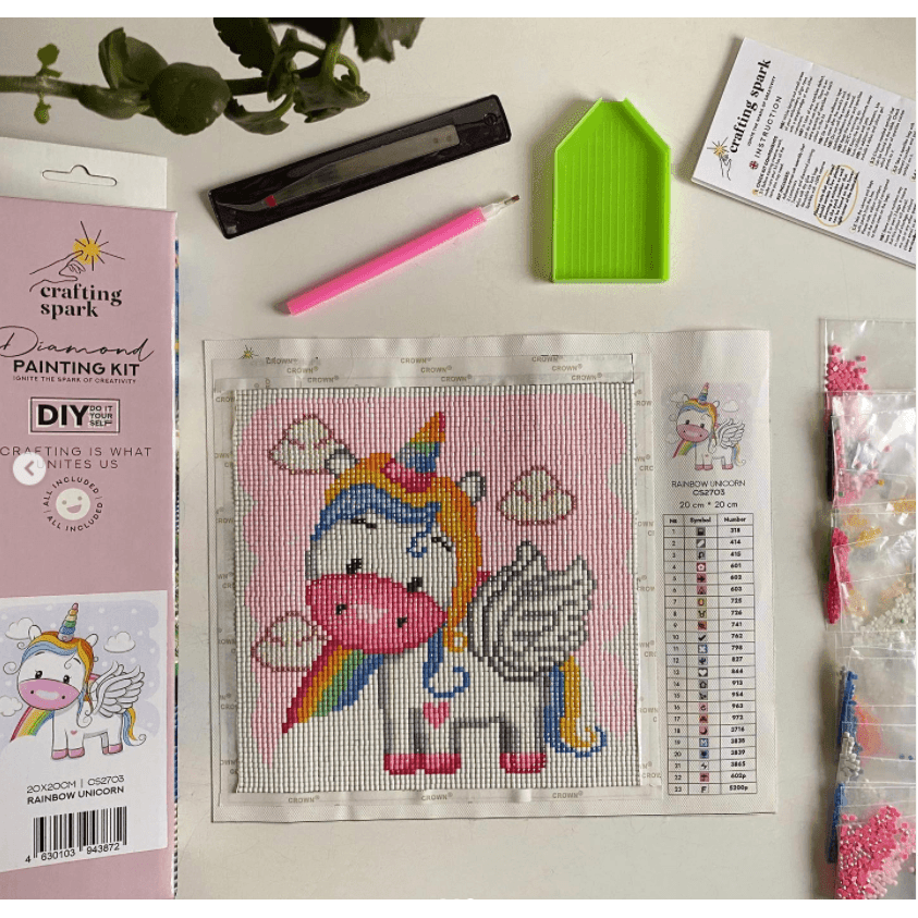 Rainbow Unicorn CS2703 7.9 x 7.9 inches Crafting Spark Diamond Painting Kit