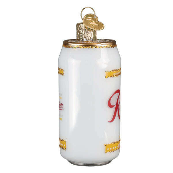 Old World Christmas Rainier Beer Can Blown Glass Ornament