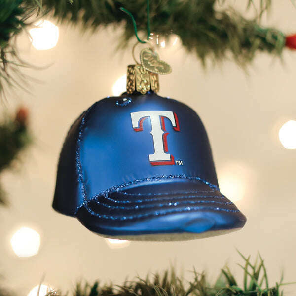 Old World Christmas Rangers Baseball Cap Blown Glass Ornament