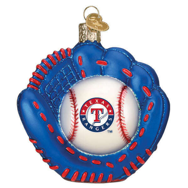 Old World Christmas Rangers Baseball Mitt Blown Glass Ornament