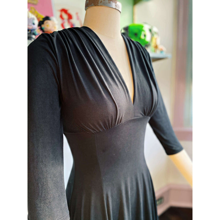 Raquel 3/4 Sleeve Black Knit Maxi Dress