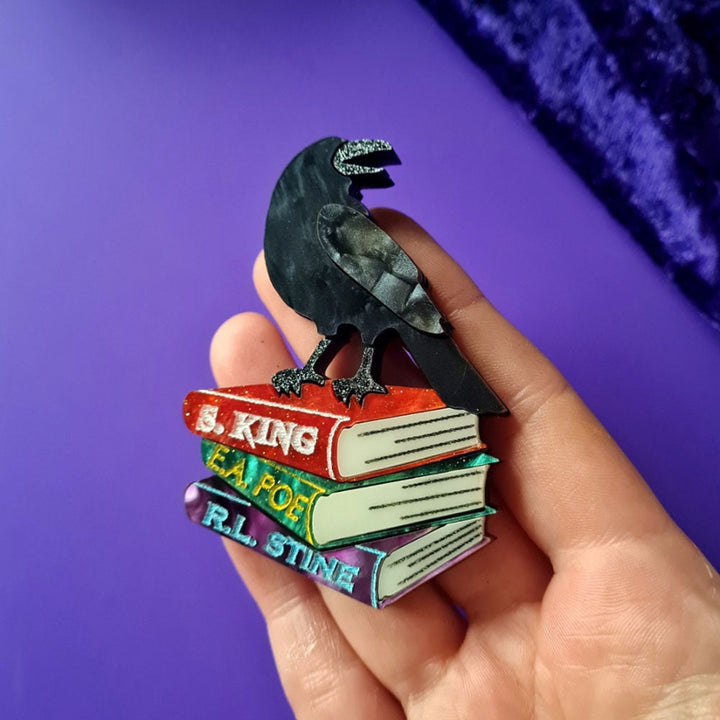 Raven And Books Brooch by Cherryloco Jewellery 3