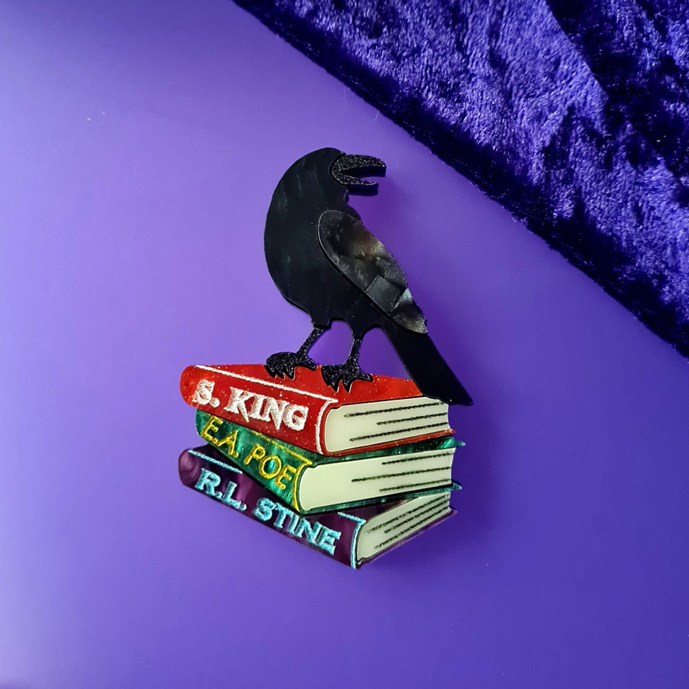 Raven And Books Brooch by Cherryloco Jewellery 2