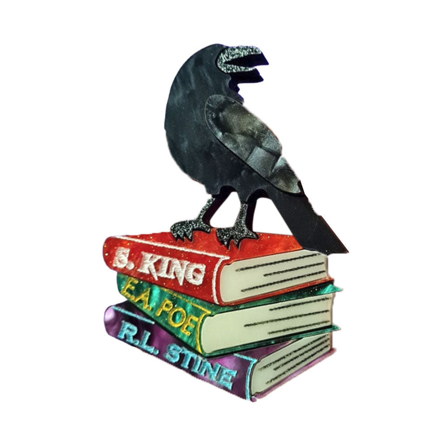 Raven And Books Brooch by Cherryloco Jewellery 1