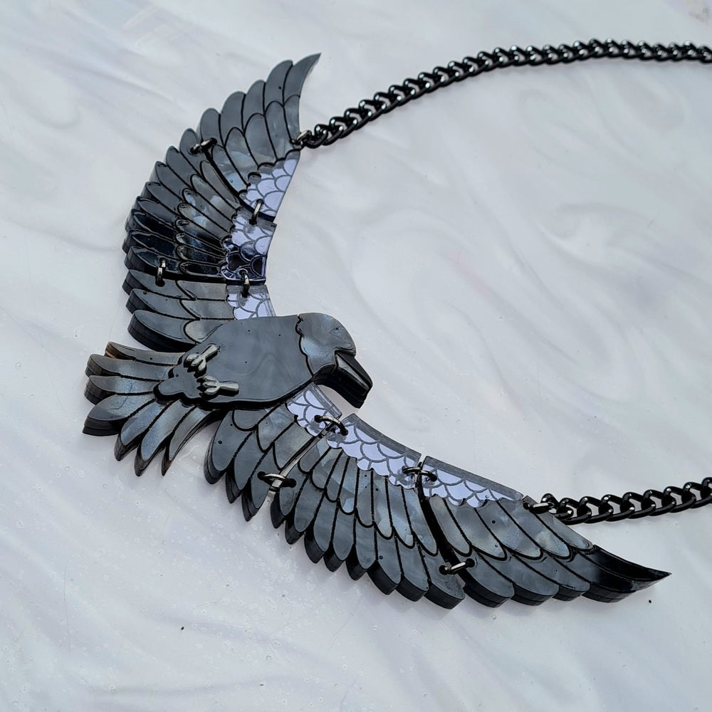 Raven in Flight Statement Necklace by Cherryloco Jewellery 4