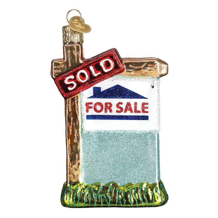 Old World Christmas Realty Sign Blown Glass Ornament