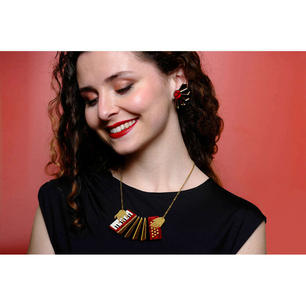 Red Accordion Necklace by Laliblue 
