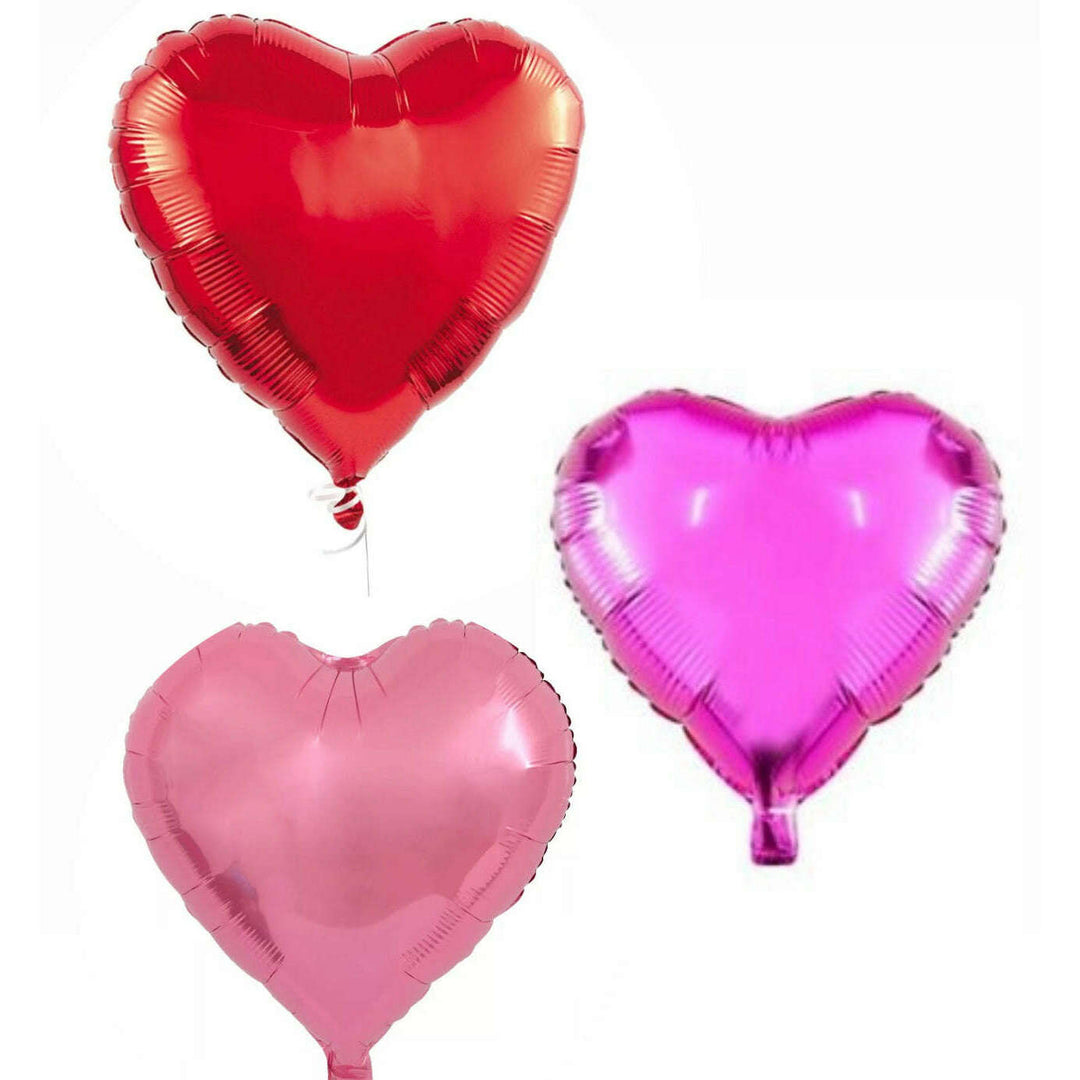 Red and Hot pink mylar heart balloon set