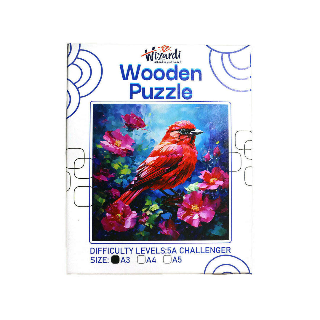 Red Bird - Jigsaw Wooden Puzzle by Wizardi F07N9-5