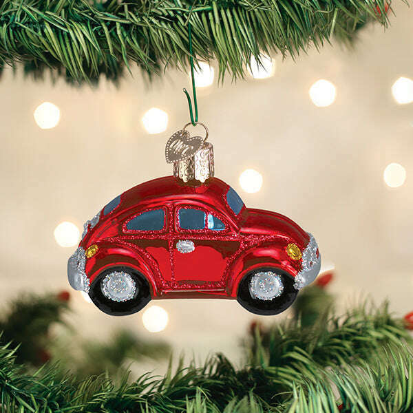 Old World Christmas Red Buggy Blown Glass Ornament