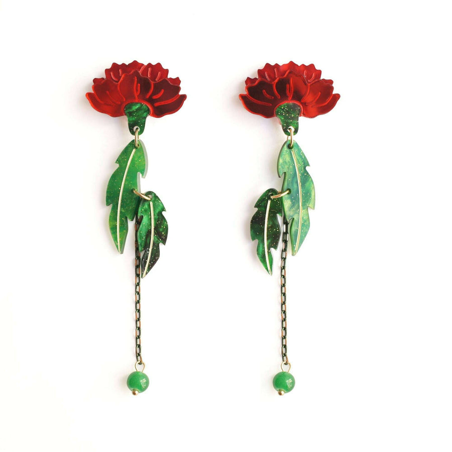 Red Carnation Earrings