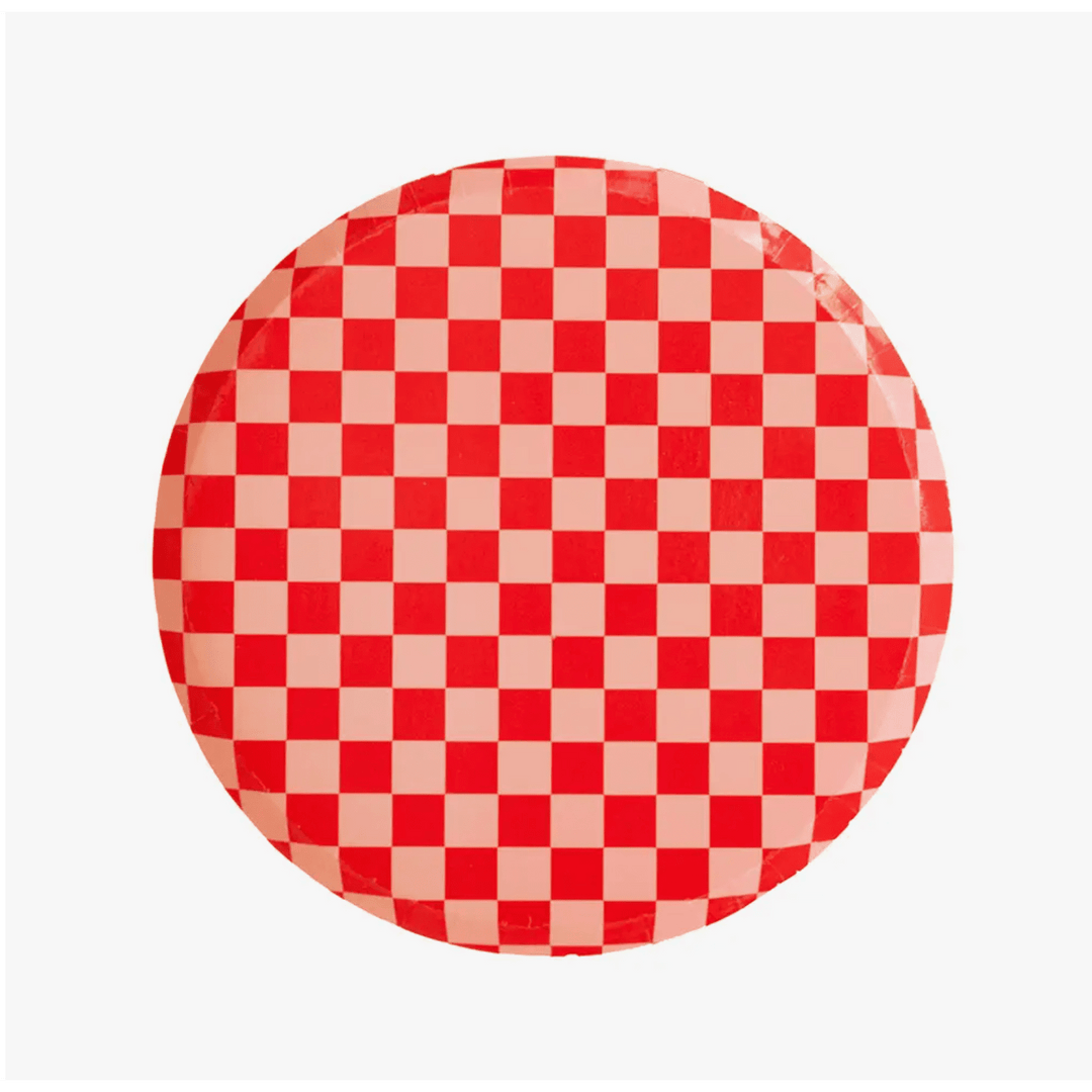 Red Check Small Dessert Plates for Valentine's Day