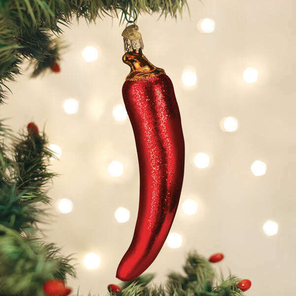 Old World Christmas Red Chili Pepper Blown Glass Ornament