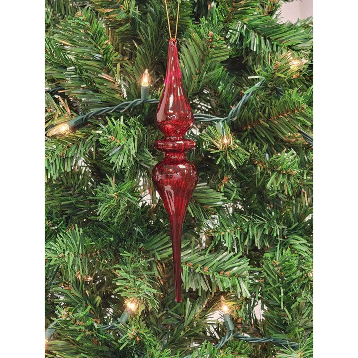 Red Elongated Finial Glass Christmas Ornament F07M7-1-LH76-23215