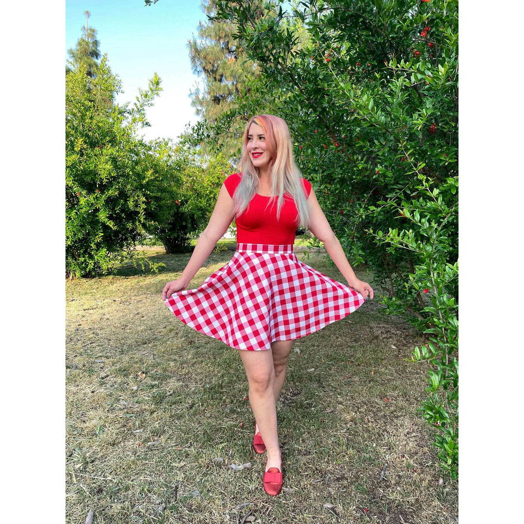 Red Gingham Skater Skirt
